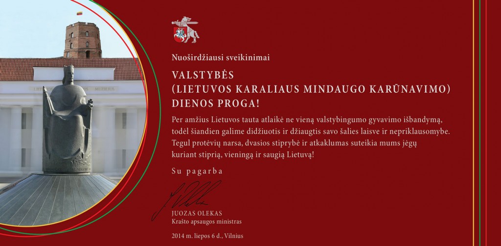 ministro sveikinimas Liepos 6 d. proga